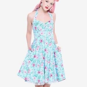 Hot Topic NWT Women's XS Tiki Swing Dress Sleeveless Halter Lined Fit & Flare